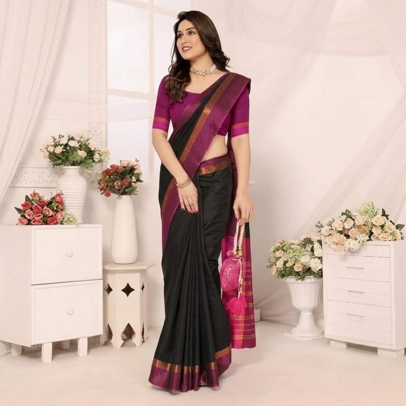 Traditional Kerala Silk Blend Saree - Image 3