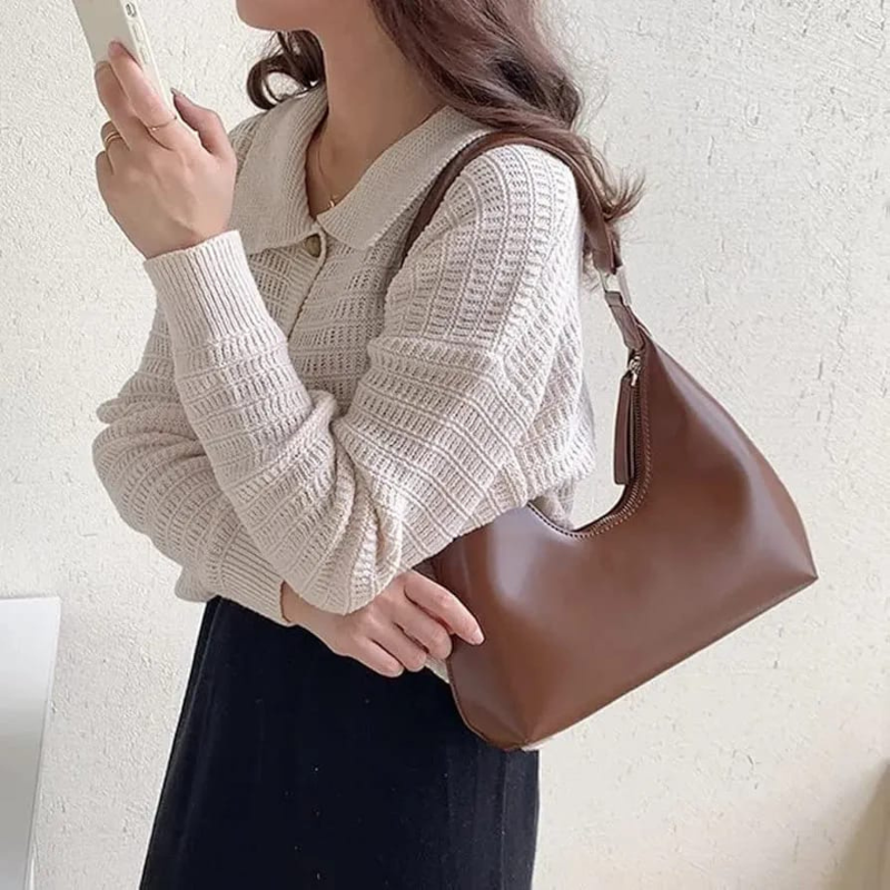Elegant Crescent Shoulder Handbag - Image 3