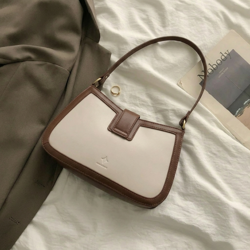 Classic Two-Tone Shoulder Handbag - Image 3
