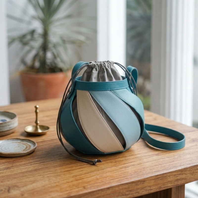 Elegant Panel Design Bucket Handbag - Image 2