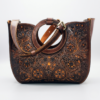 Vintage Carved Leather Tote Handbag
