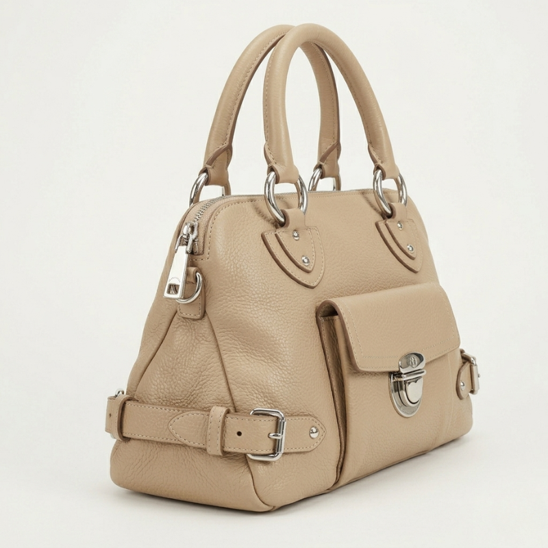 Classic Beige Top Handle Handbag - Image 2