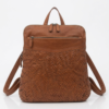Tan Woven Leather Backpack