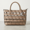 Beige Grid Tote Bag