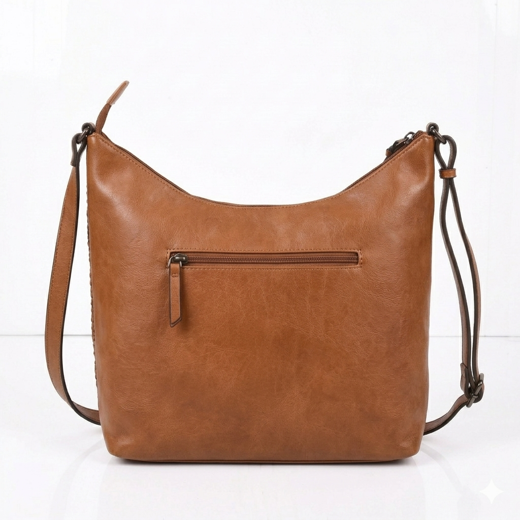 Tan Woven Panel Shoulder Bag - Image 3