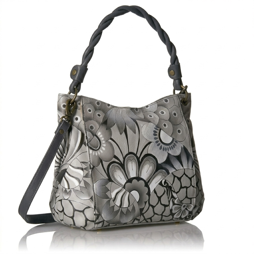 Monochrome Floral Shoulder Bag - Image 2