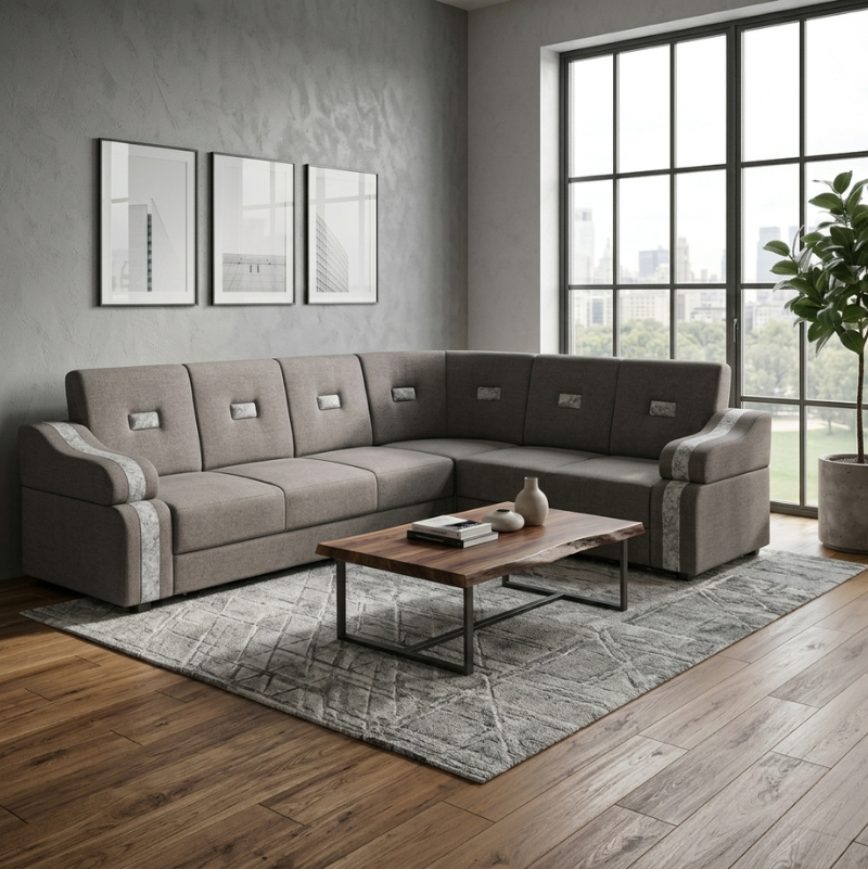 Modern Fabric L-Shape Corner Sofa