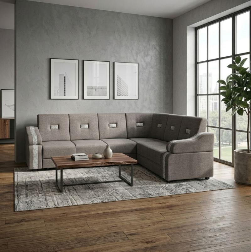 Modern Fabric L-Shape Corner Sofa - Image 2