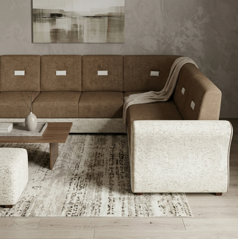 Elegant Dual-Tone L-Shape Corner Sofa - Image 2