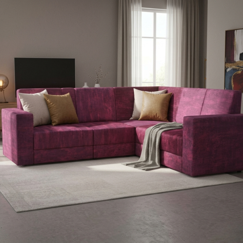 Luxury Velvet L-Shape Corner Sofa - Image 2
