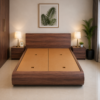 Walnut Curve Storage Bed